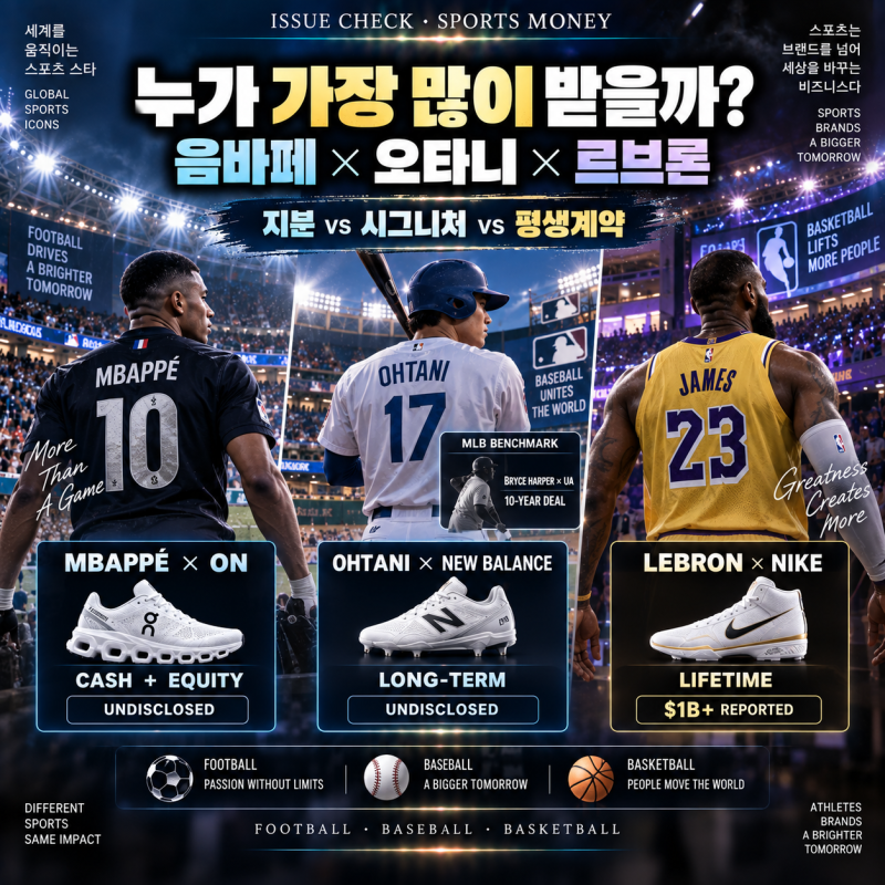 음바페·오타니·르브론 스폰서 계약 누가 가장 클까? 비공개 계약까지 비교해보니