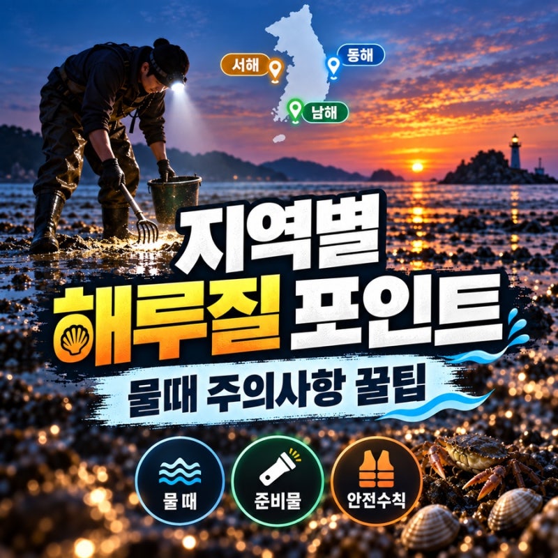 지역별 해루질 포인트 서해 남해 동해 물때와 주의사항 총정리