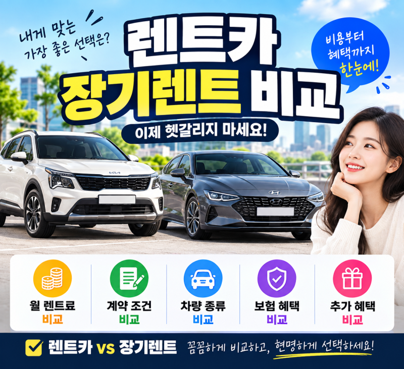 렌트카 vs 장기렌트 비교 총정리 정보공유 꿀팁!!