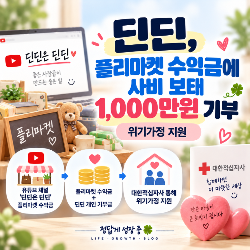 딘딘, 플리마켓 수익금에 사비 보태 1,000만원 기부｜위기가정 지원