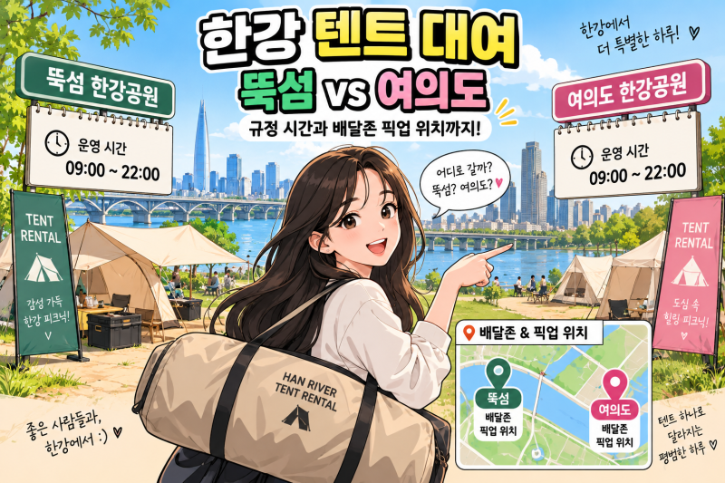 한강 텐트 대여 뚝섬 여의도 완전 비교 규정 시간 배달존 총정리