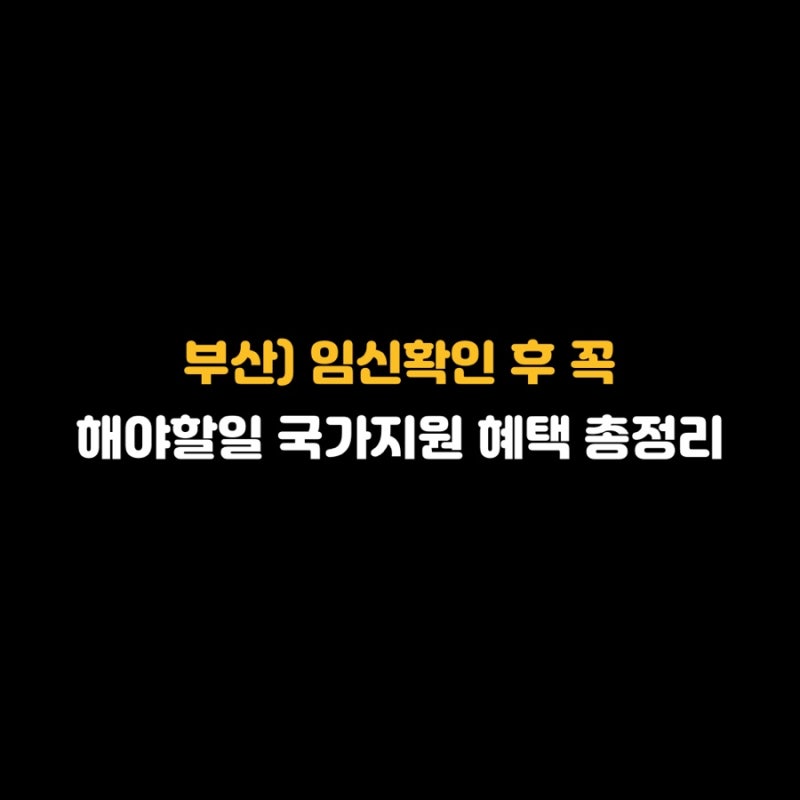 부산) 임신확인 후 꼭 해야할일 국가지원 혜택 총정리