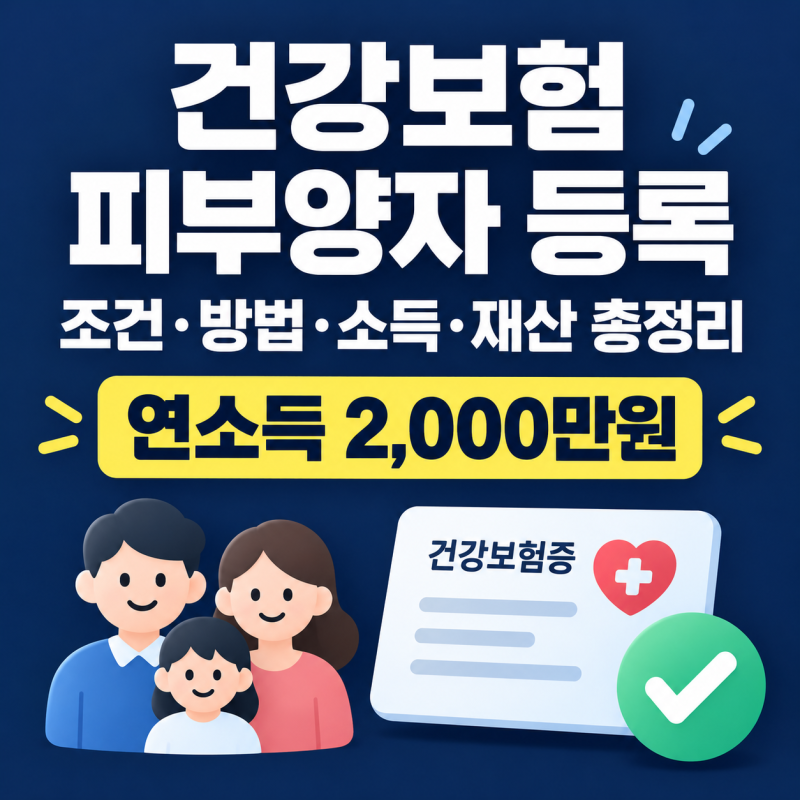 건강보험 피부양자 등록 조건과 방법, 소득 재산 기준까지 총정리