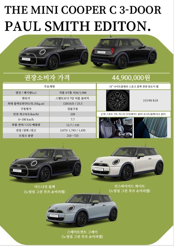 미니 폴스미스 3도어, 5도어, 컨버터블 현시점부터 판매 실시!