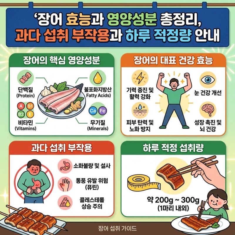 장어 효능과 영양성분 총정리, 과다 섭취 부작용과 하루 적정량 안내