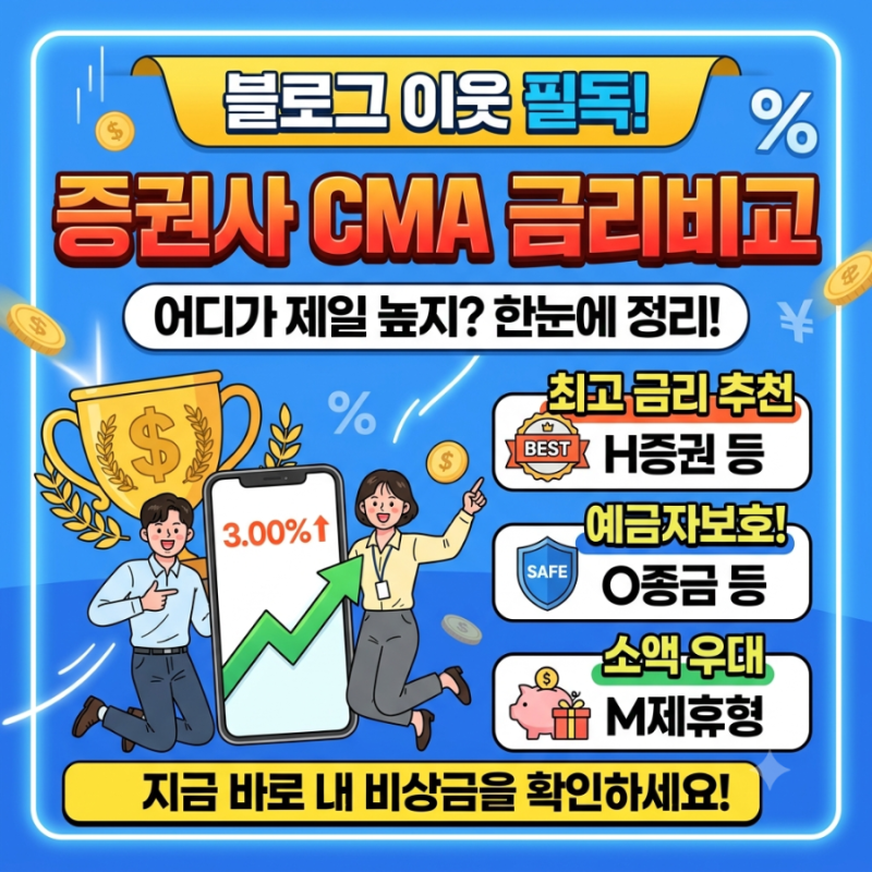 놀고 있는 비상금 어디 둘까? 증권사별 CMA 금리 & 선택 가이드