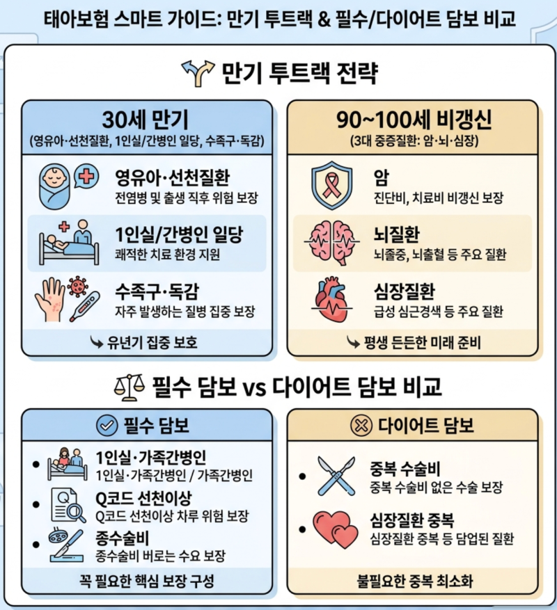 태아보험 가입시기 및 30세 100세 만기 비교: 필수담보 선택법
