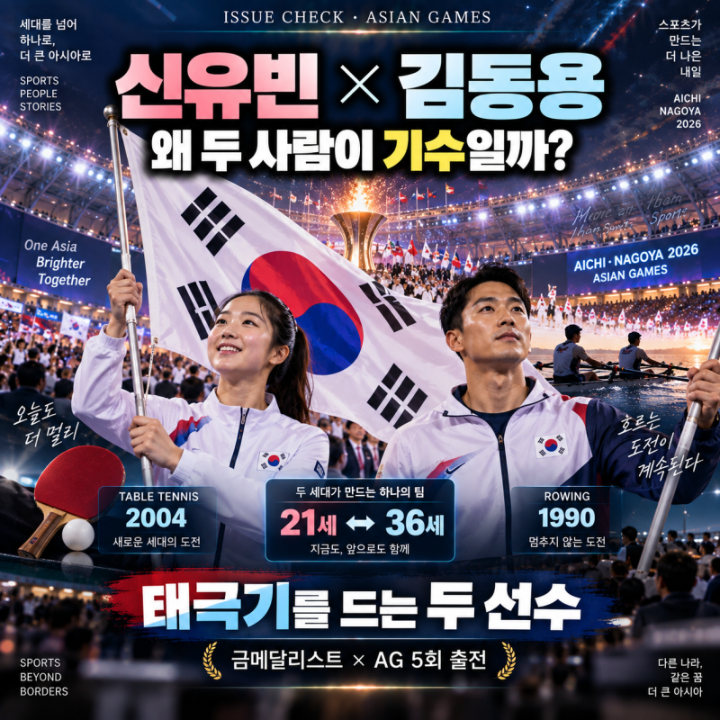 신유빈·김동용 누구? 2026 아시안게임 한국 선수단 개회식 기수로 나서는 이유