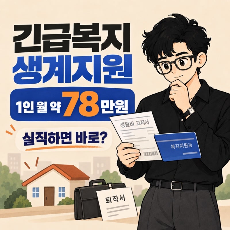 긴급복지 생계지원 1인 월 약 78만원, 실직하면 바로 받을까?