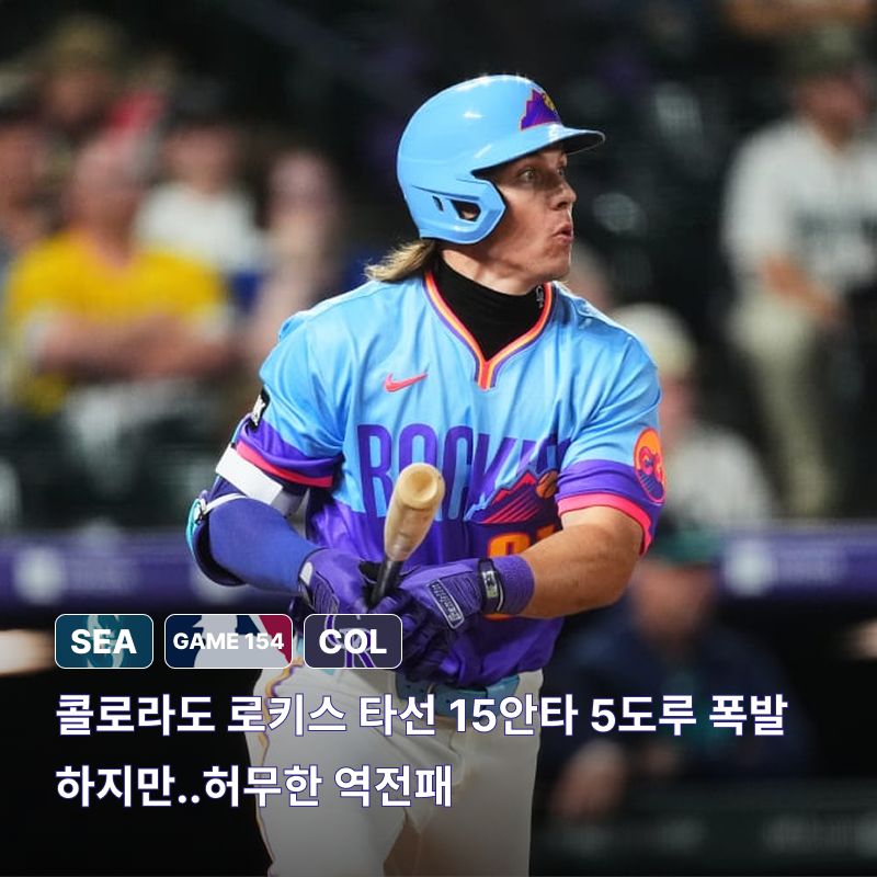 15안타 5도루 폭발한 타선 하지만 허무한 역전패 당한 콜로라도 로키스