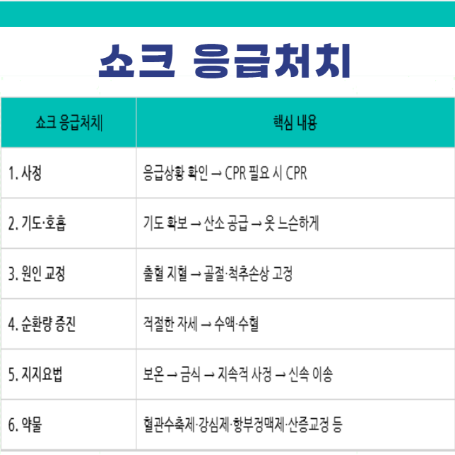 쇼크 응급처치 방법