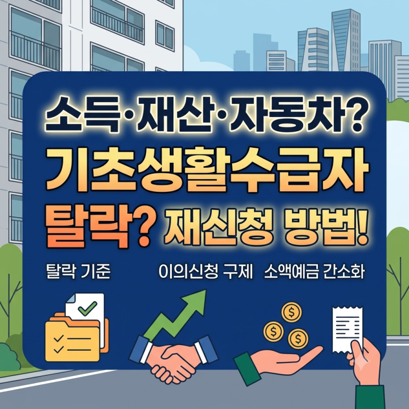 소득 재산 자동차 때문에? 기초생활수급자 탈락 기준 재신청 방법