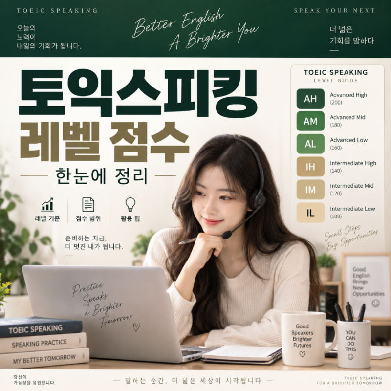 토익스피킹 레벨 점수 한눈에 알아보세요