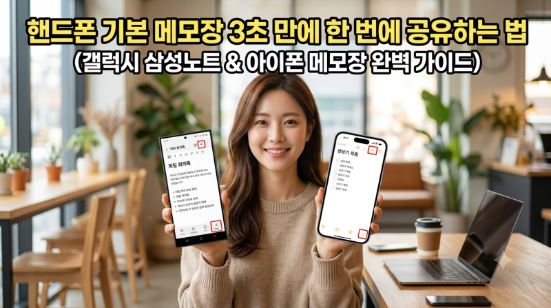 핸드폰 기본 메모장 작성 후 한번에 공유하는 법 (갤럭시 삼성노트·아이폰 완벽 정리)