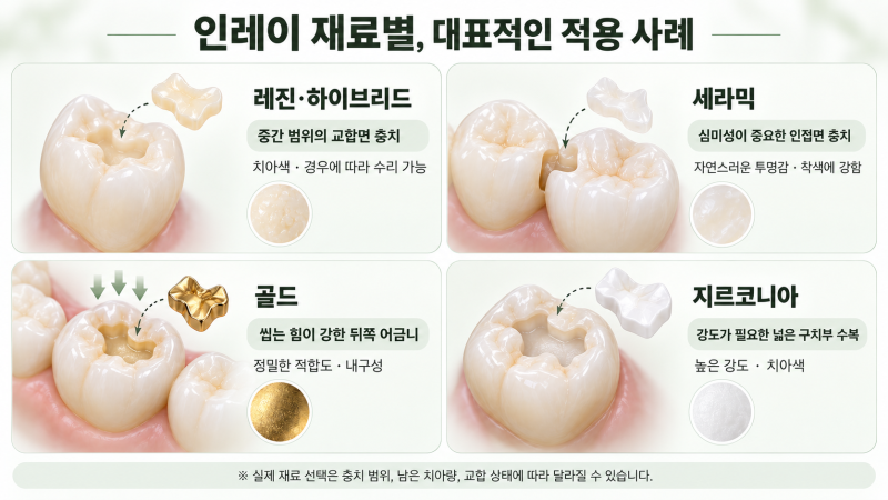 청주 인레이 레진 차이 총정리｜치료 방법·재료·비용 비교
