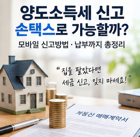 양도소득세 신고 손택스로 가능할까? 모바일 신고방법 납부까지