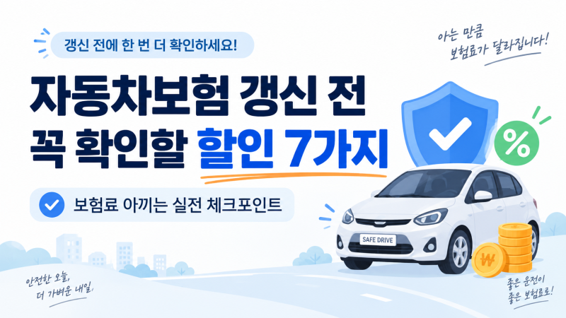 자동차보험 갱신 할인 방법, 그냥 연장하면 놓치는 보험료 할인 7가지
