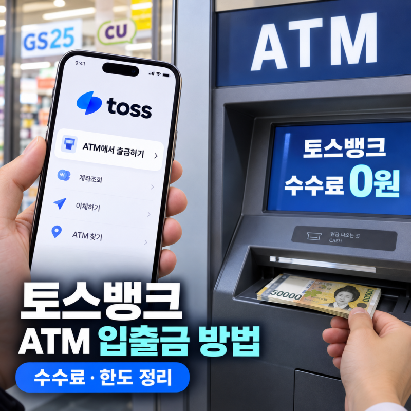 토스뱅크 ATM 입출금 방법: 수수료, 한도 정리