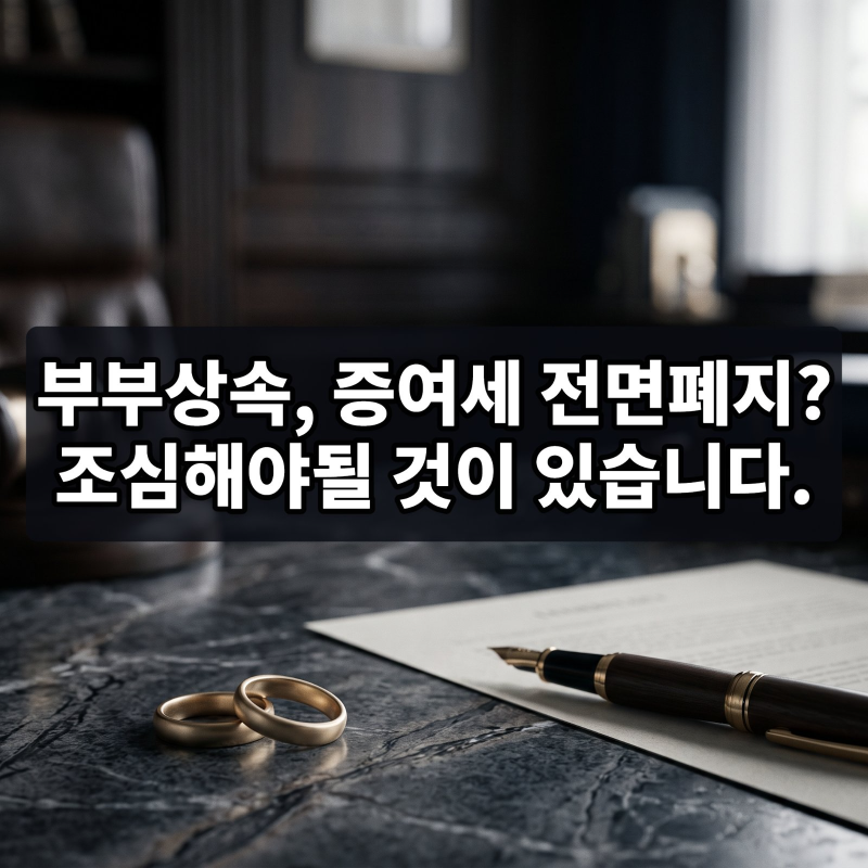 부부상속 증여세 전면폐지? 조심할 이월과세 독소조항과 실전 자산 전략