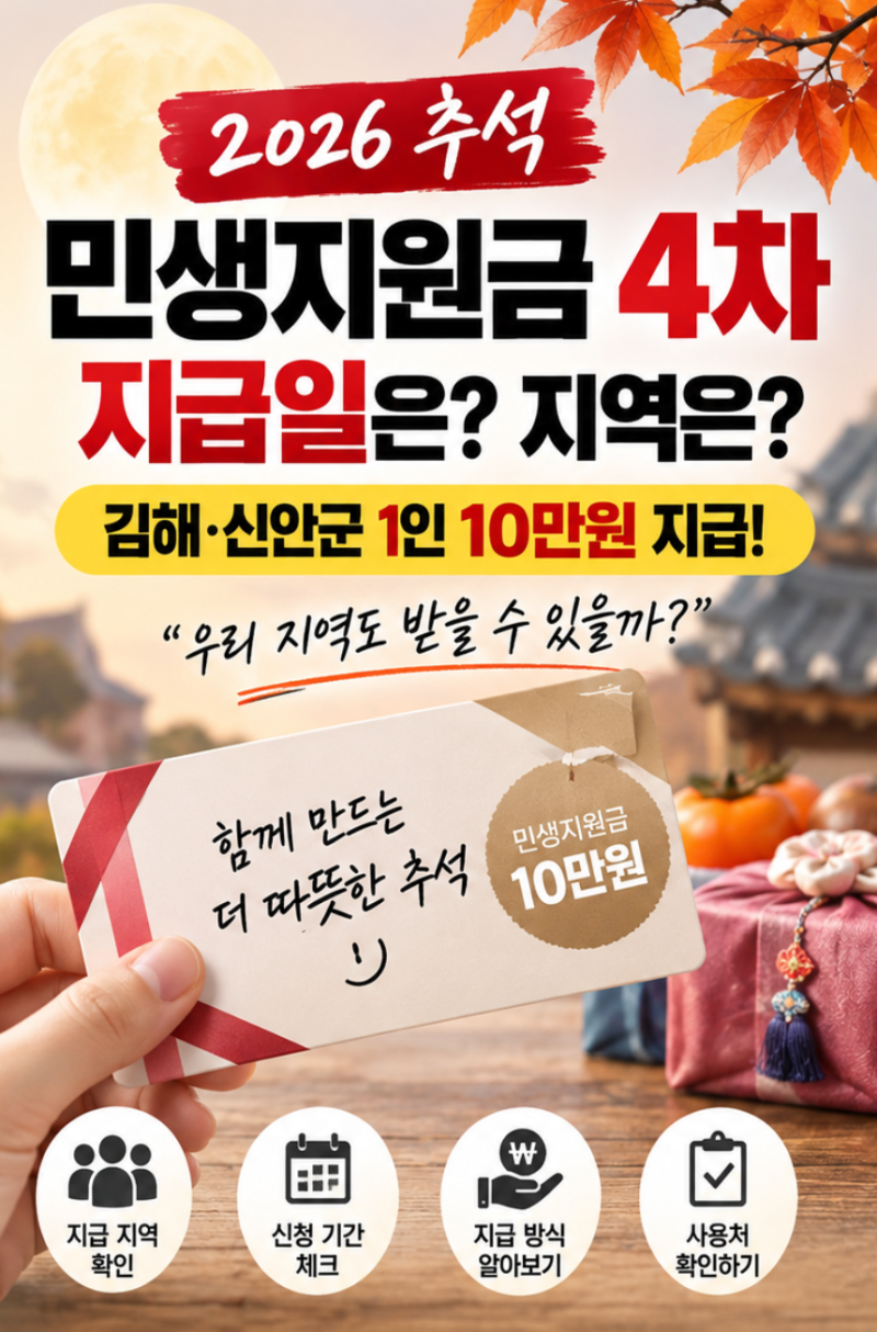아직 모르고 있는 거니? 2026 추석 민생지원금 4차 지급일 확인
