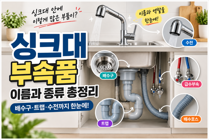 싱크대 부속품 이름과 종류 총정리배수구·트랩·수전까지 한눈에