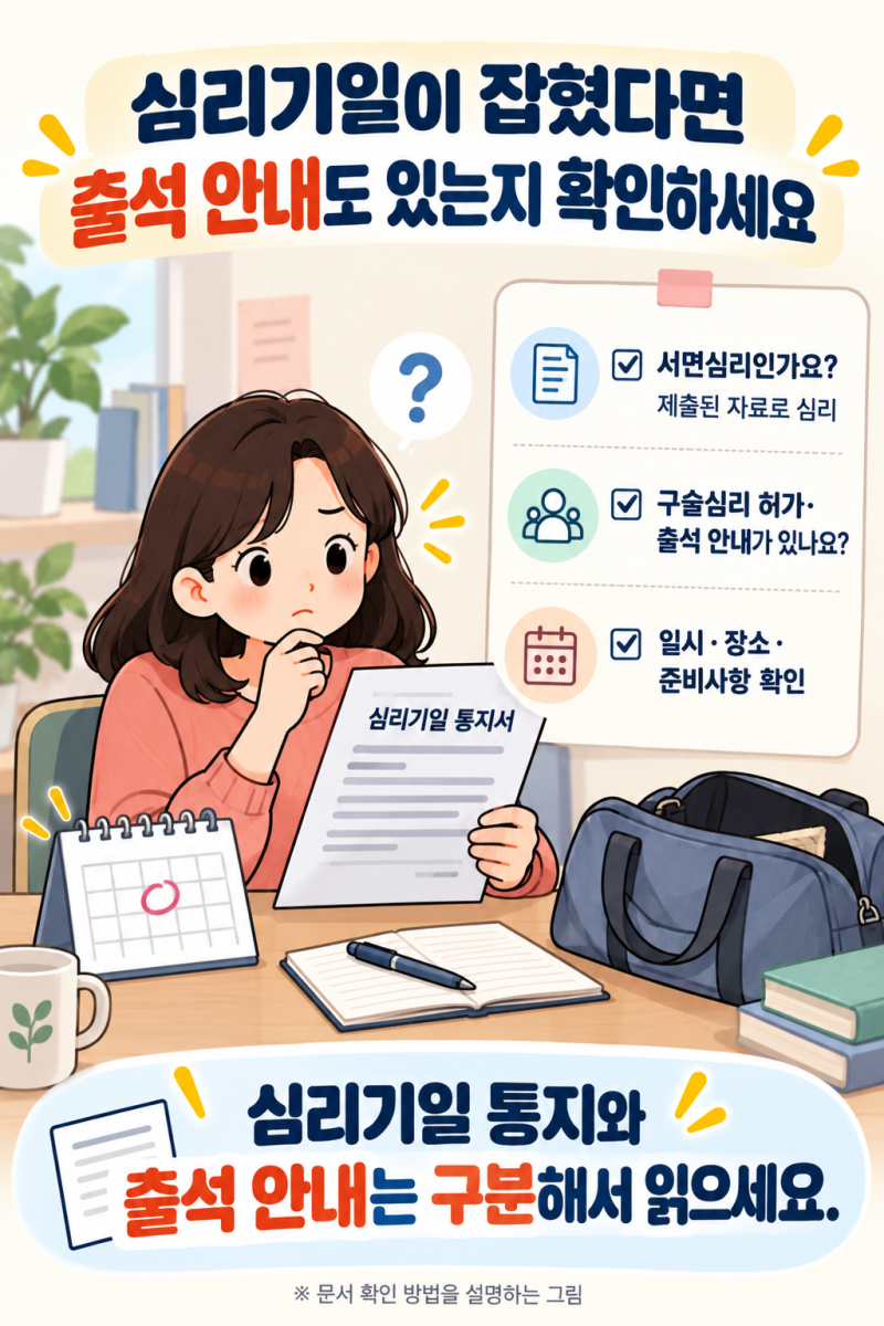 건강보험 심판청구 심리기일 통지가 왔어요. 직접 출석해야 하나요?