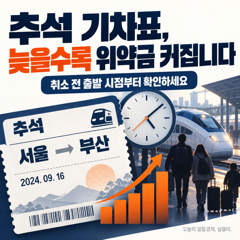 추석 기차표 취소할까 고민이라면? 늦을수록 위약금 수수료 커집니다.