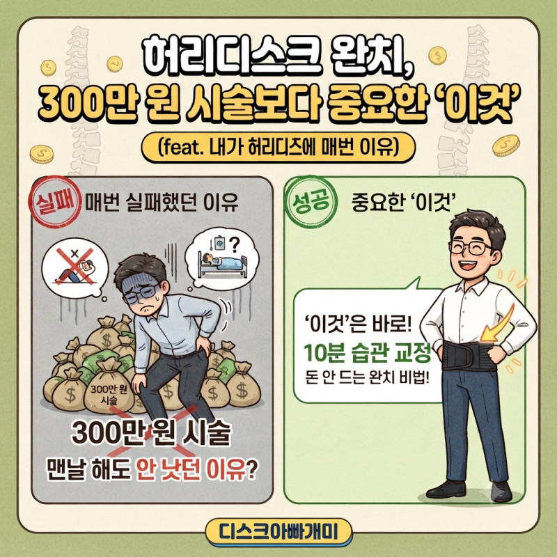 [허리디스크]"허리디스크 완치, 300만 원짜리 시술보다 중요한 '이것' (feat. 내가 허리디스크에....