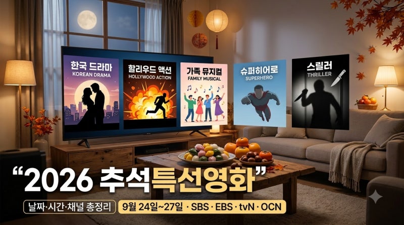 2026 추석 영화 편성표 알아보기! SBS·EBS·tvN·OCN 특선영화