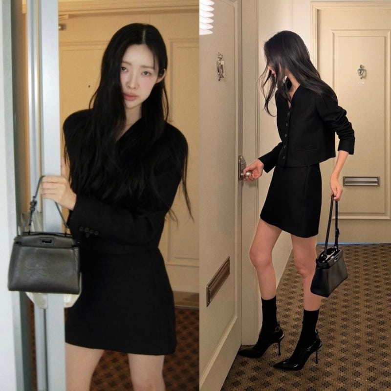 차정원 인스타 속 사복패션, 올블랙 셋업 그리고 펜디 미니 피카부백까지!