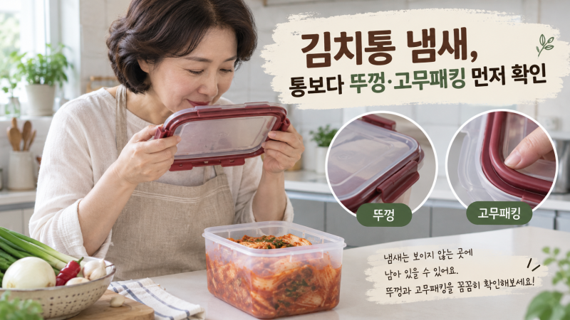 김치통 냄새 안 빠질 때｜통보다 먼저 뚜껑·고무패킹부터 확인하세요