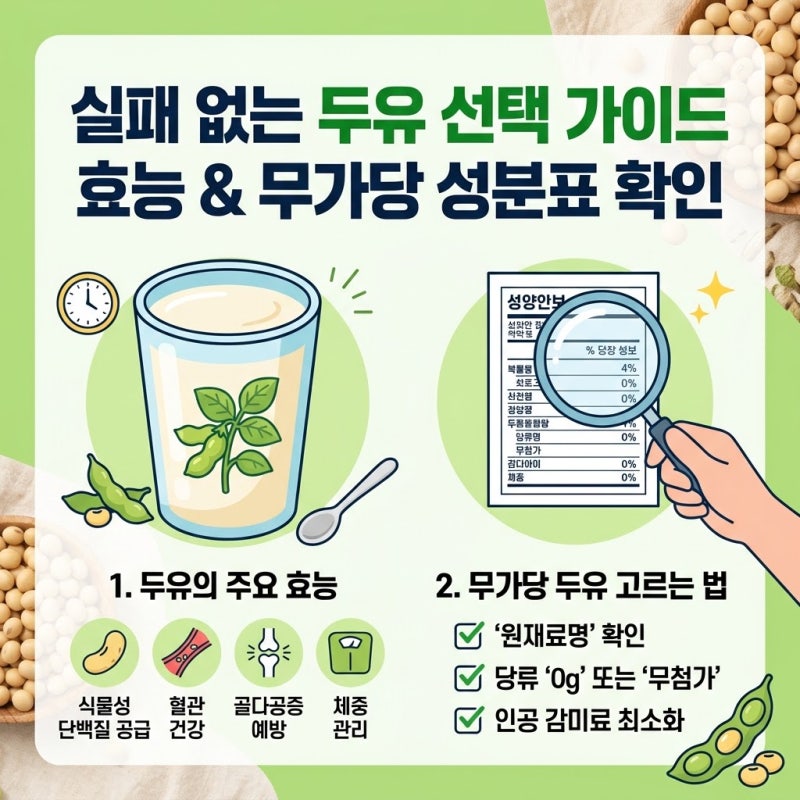 두유 효능과 고르는 법, 무가당 두유 성분표 확인 기준