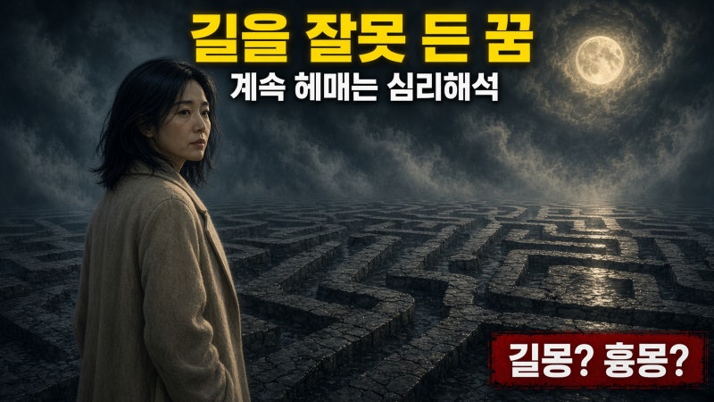 [길을 잘못 들어 계속 헤매는 꿈] 꿈해몽｜ 길을 잘못 들어 길 잃어버리는 꿈 (방향성·심리해....