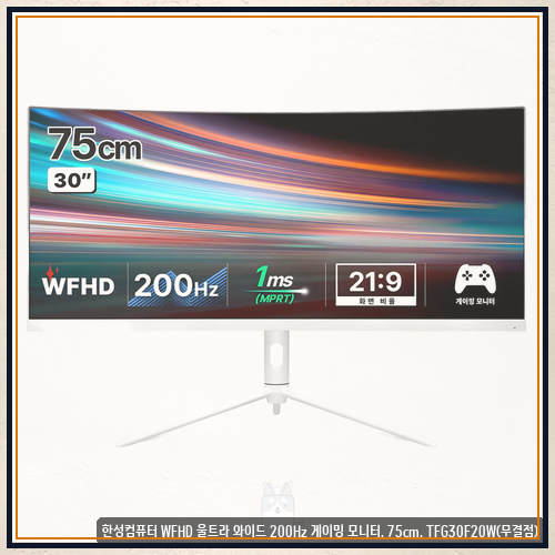 커브모니터 로 본 한성컴퓨터 WFHD 울트라 와이드 200Hz 게이밍 모니터, 75cm, TFG30F20W(무결점) 며....