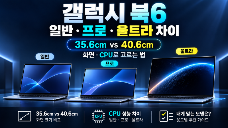 갤럭시 북6 일반·프로·울트라 차이, 35.6cm·40.6cm 화면과 CPU로 고르는 법