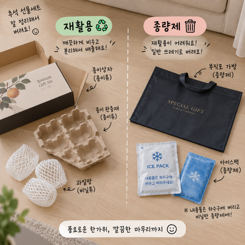 추석 선물세트 포장, 과일망·부직포는 재활용 아니에요
