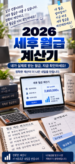 2026 세후 월급 계산기｜연봉보다 중요한 실제 월급 실수령액 계산법