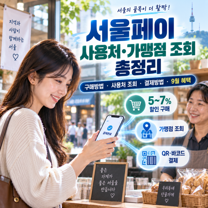 서울페이 사용처와 가맹점 조회, 구매 및 결제 방법까지 정리 (9월 7% 혜택, 어디서 쓰느냐가 ....
