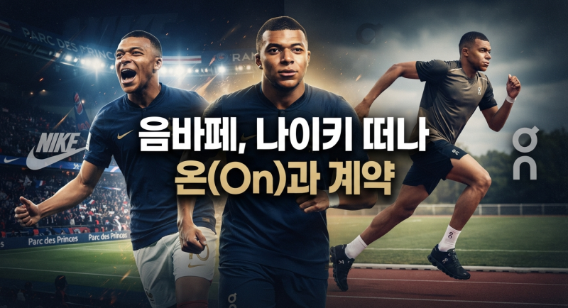 음바페, "나이키 떠나 온(On)과 계약"! 축구 용품 시장의 거대한 지각변동