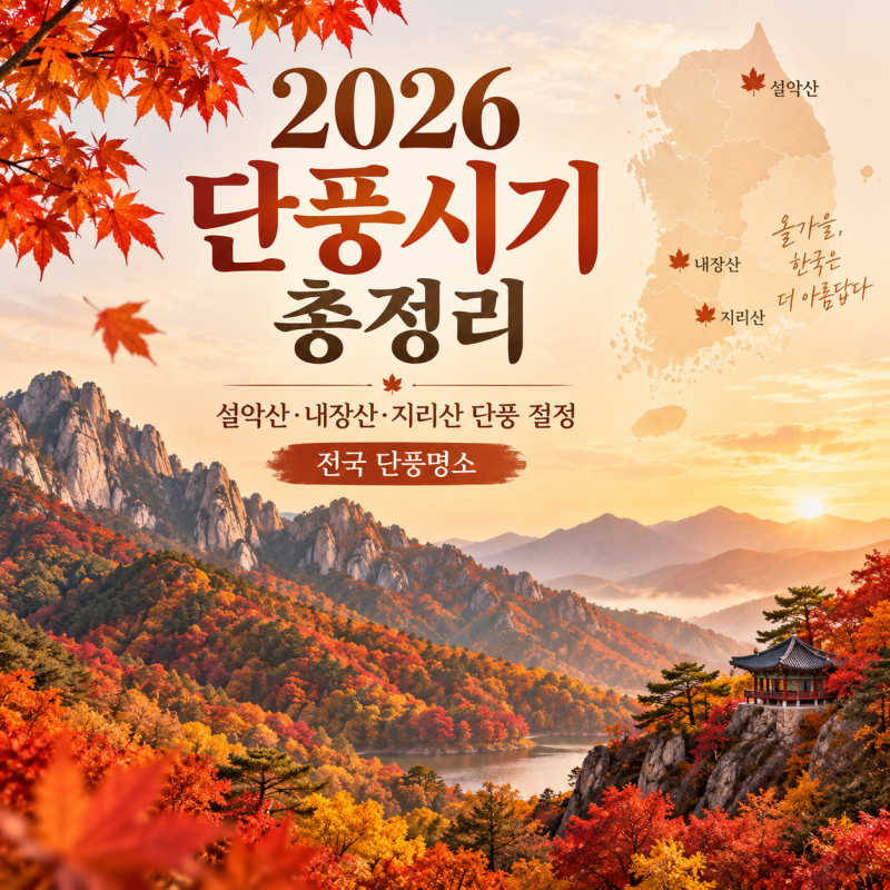 2026 단풍시기 총정리｜설악산·내장산·지리산 절정 시기와 전국 단풍명소