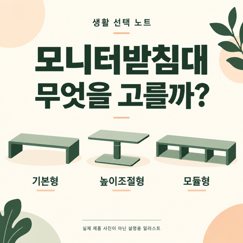 모니터받침대 비교, 기본형·높이조절형·모듈형 중 무엇을 고를까?