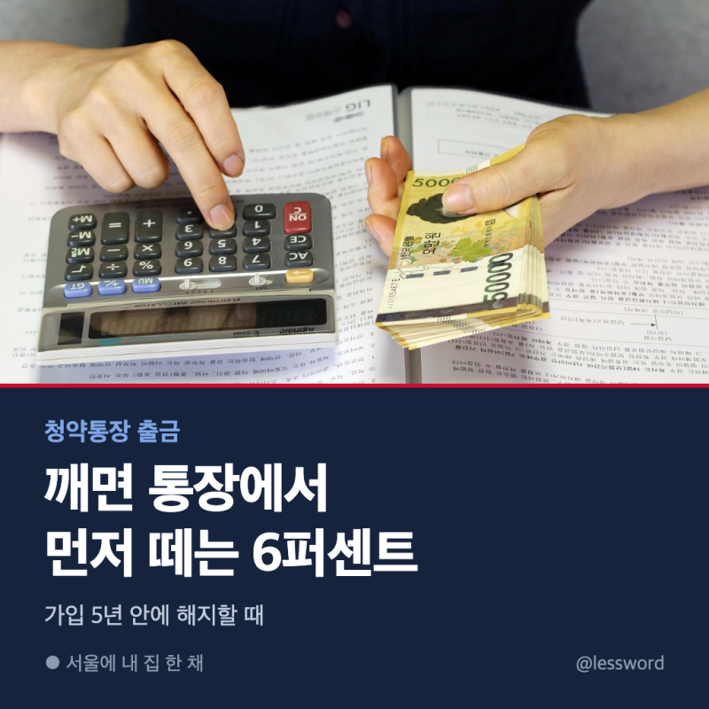 "세금까지 토해요?" 청약통장 출금 전에 통장에서 먼저 떼는 돈