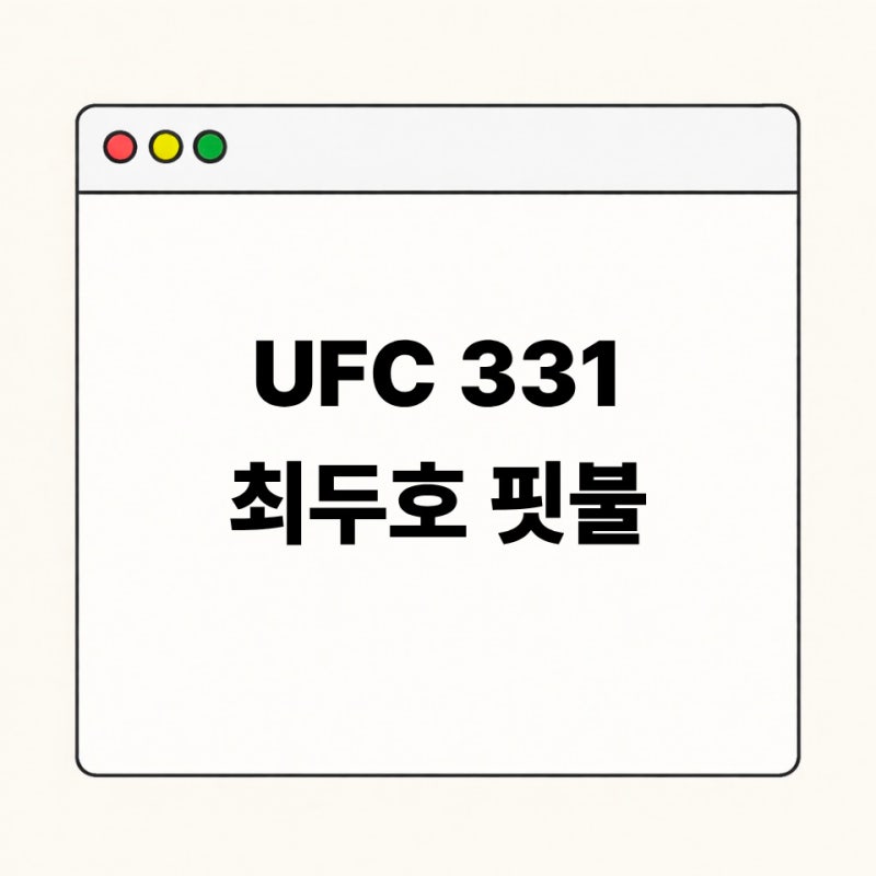 최두호 핏불 UFC 331 중계 경기시간 대진표