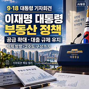 이재명 대통령 부동산 정책┃공급 확대·대출 규제 유지, 9.18 기자회견 핵심 정리