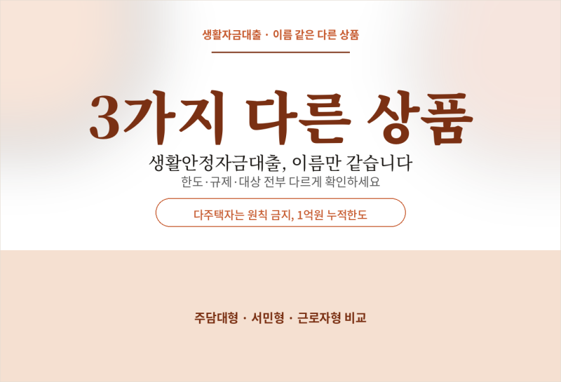 생활안정자금대출 종류 한도 비교 총정리 (2026년)