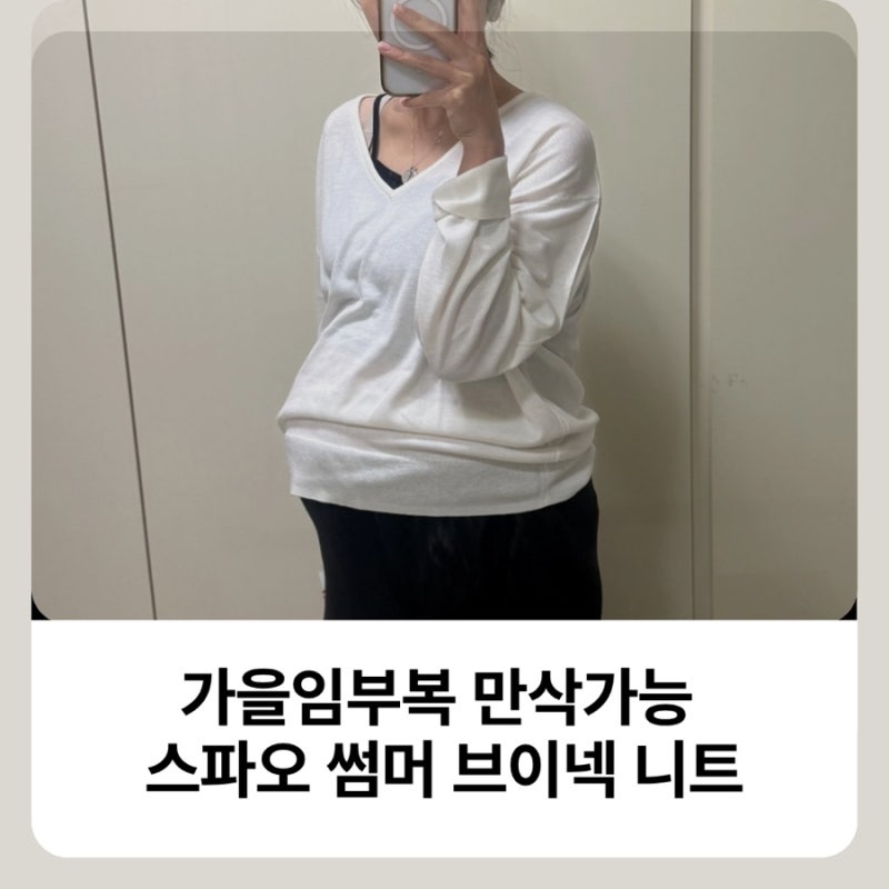 임부복 추천/ 만삭 임산부 가을옷 스파오 브이넥 니트