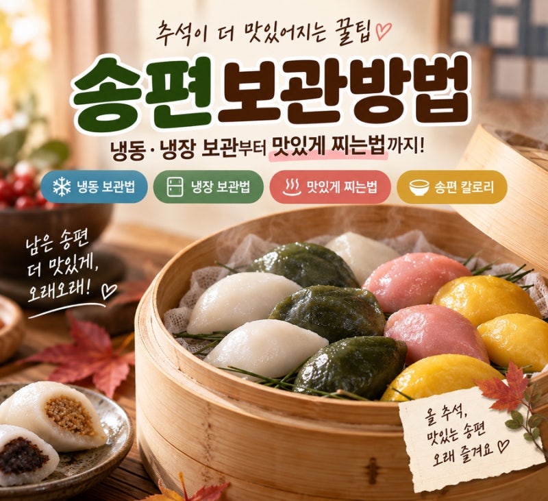 송편보관방법 냉동 냉장 보관부터 칼로리와 맛있게 찌는법까지