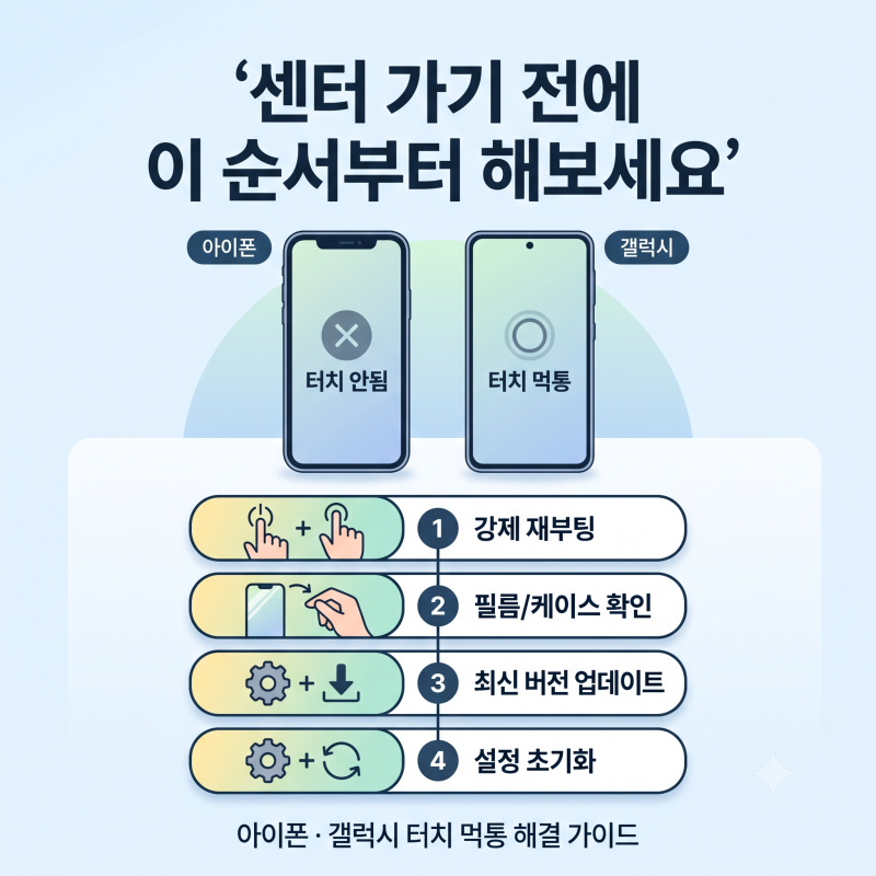 아이폰 터치 안됨 갤럭시 터치 먹통 | 센터 가기 전에 이 순서부터 해보세요