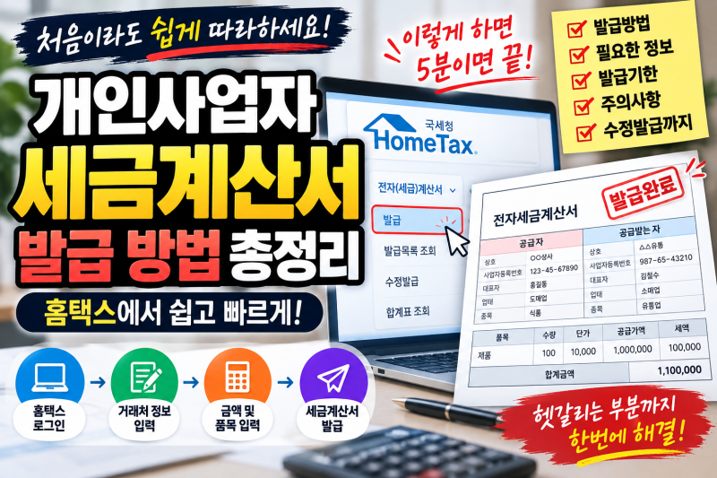 개인사업자 세금계산서 발급 방법 총정리