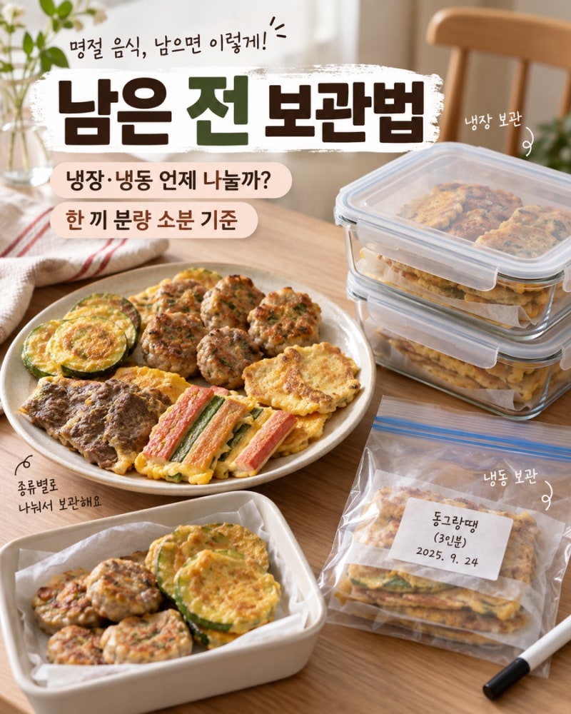 남은 전 보관법, 냉장·냉동 언제 나눠야 할까? 소분 기준까지